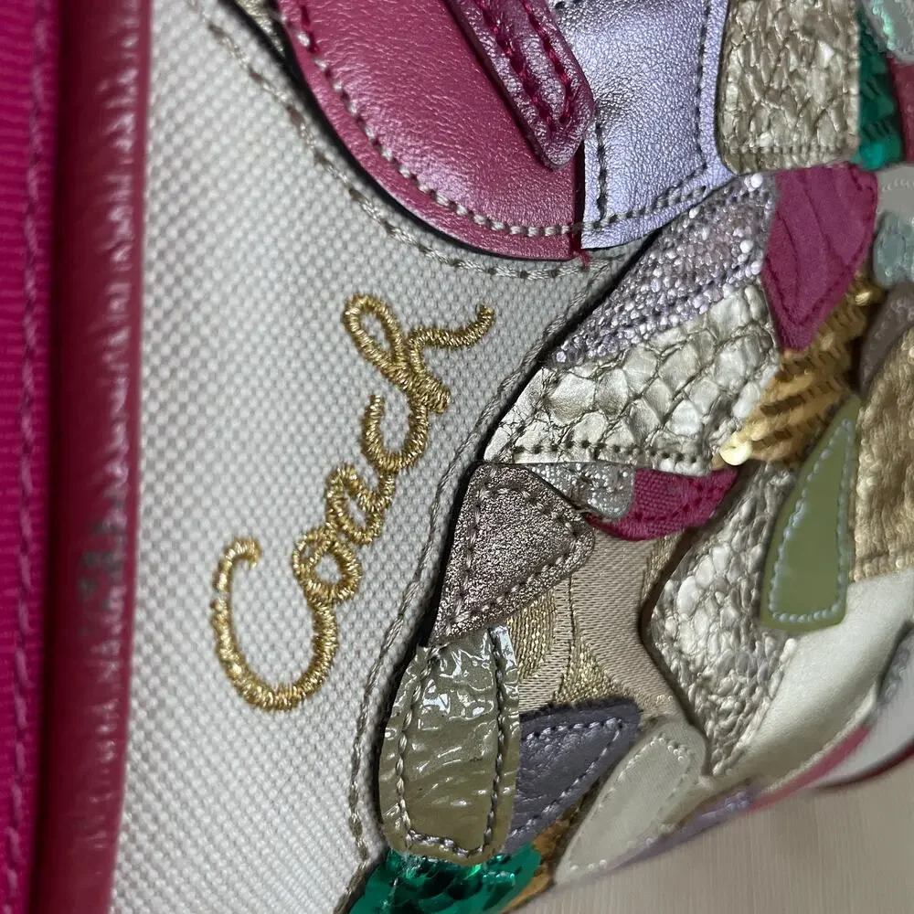 Rare Coach Poppy Glam Butterfly Patchwork Tote 14539 | Limited Sequin Bag